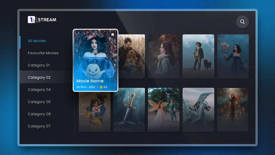 1 Stream IPTV app home screen