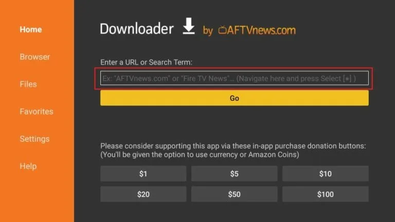 Downloader app on Firestick for IPTV APK install