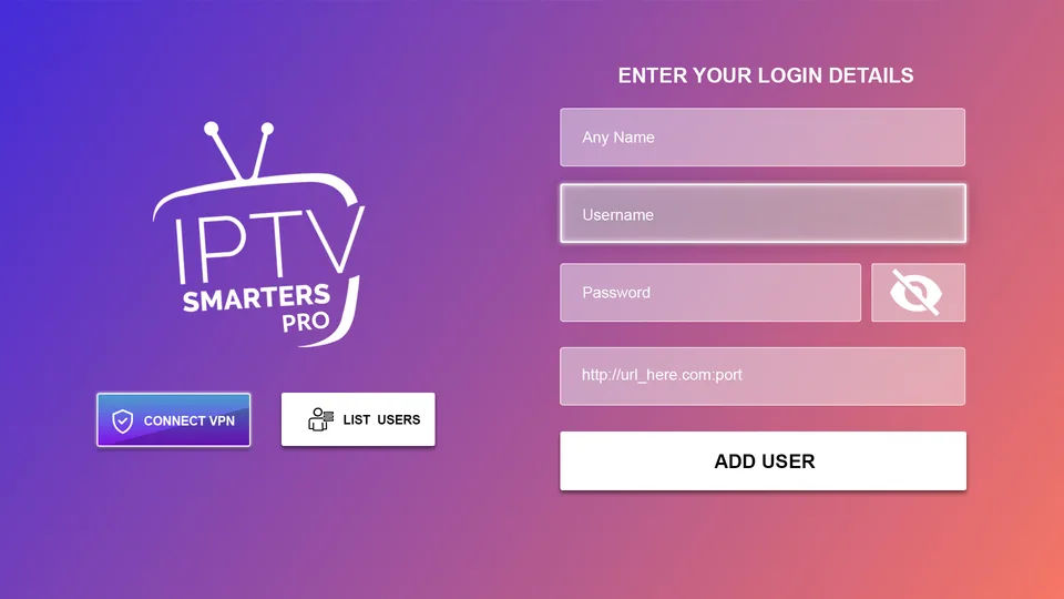 LG IPTV Xtream Codes API selection in IPTV Smarters Player